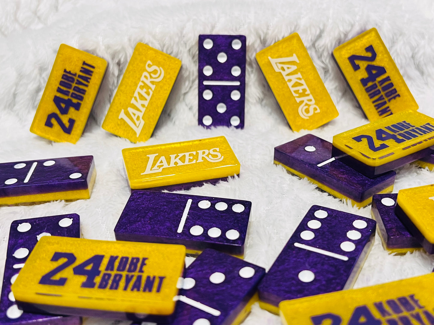 Custom Lakers Double Six Dominoes