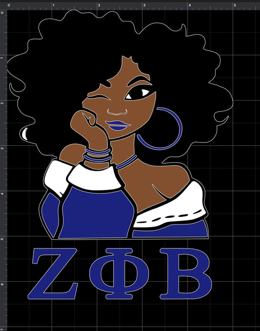 Zeta Phi Beta Car Sorority Girl Decal