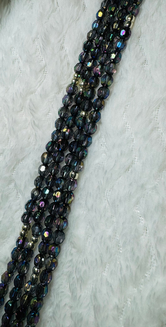 Handcrafted Seed Waist Beads- Iridescent Black