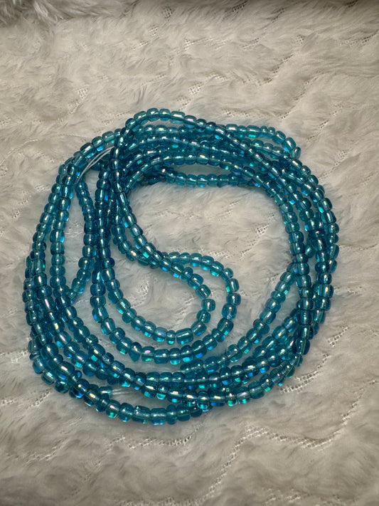 Handcrafted Seed Waist Beads- Aqua Blue